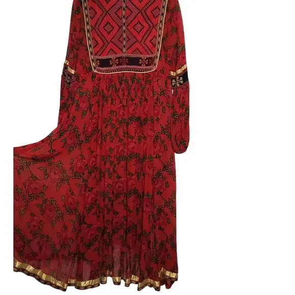 Free People Bold Blooms Embroidered Red Midi Dress - Picture 7 of 9